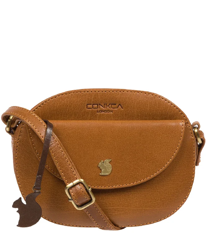 'Una' Dark Tan Leather Cross Body Bag