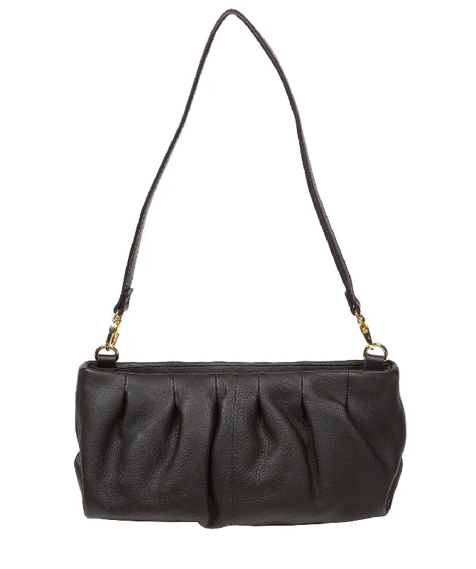 'Victoria' Black Nappa Leather Grab Clutch Bag