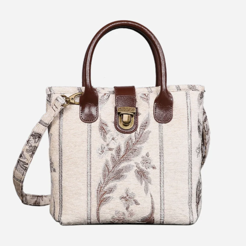 Victorian Stripes Cream Carpet Satchel