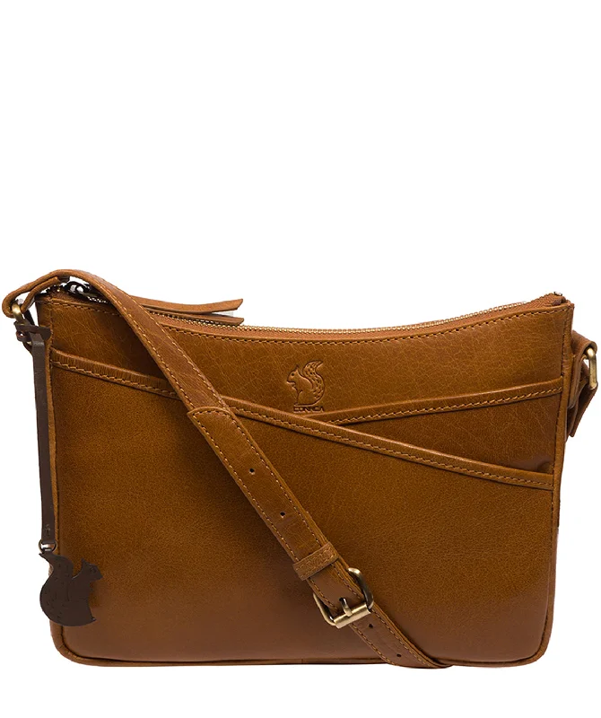 'Viola' Dark Tan Leather Cross Body Bag