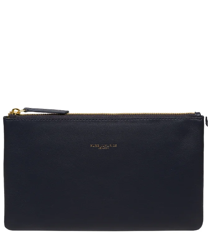 'Wilmslow' Navy Nappa Leather Clutch Bag